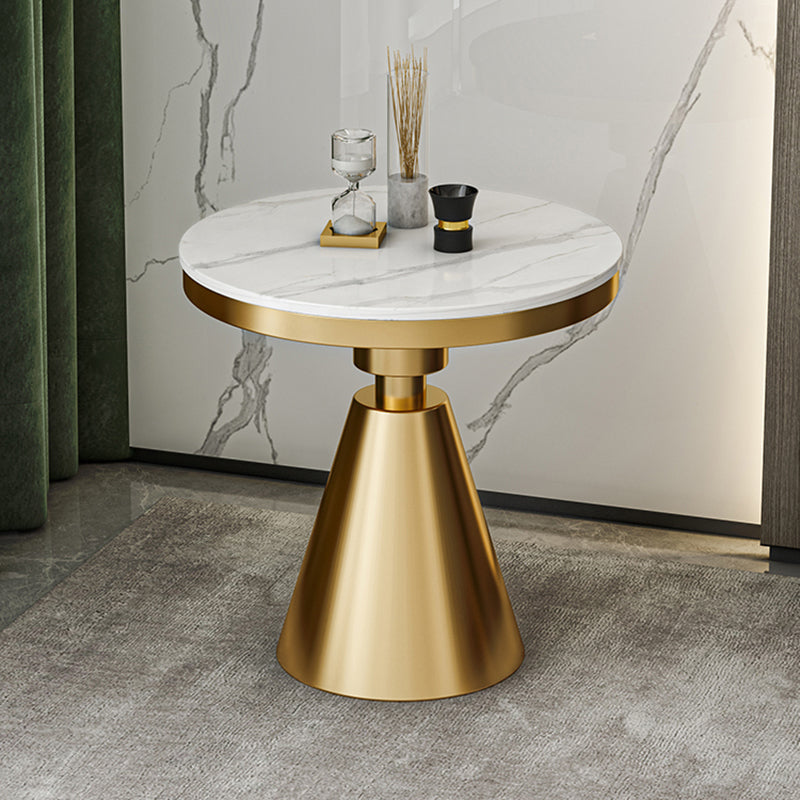 Mesa de comedor de piedra sinterizada de estilo moderno con base de pedestal