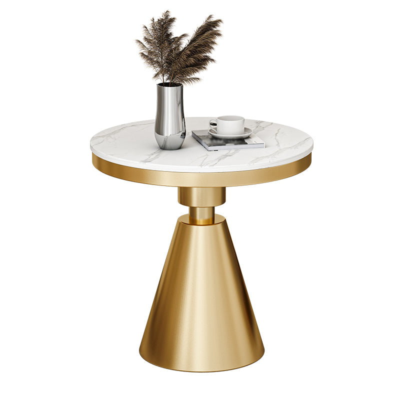 Mesa de comedor de piedra sinterizada de estilo moderno con base de pedestal