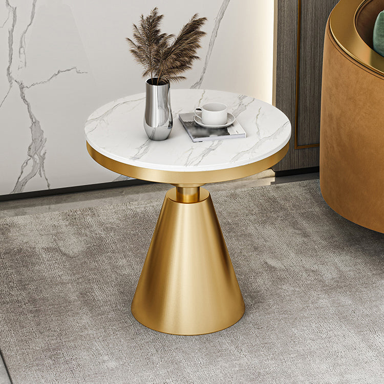 Mesa de comedor de piedra sinterizada de estilo moderno con base de pedestal