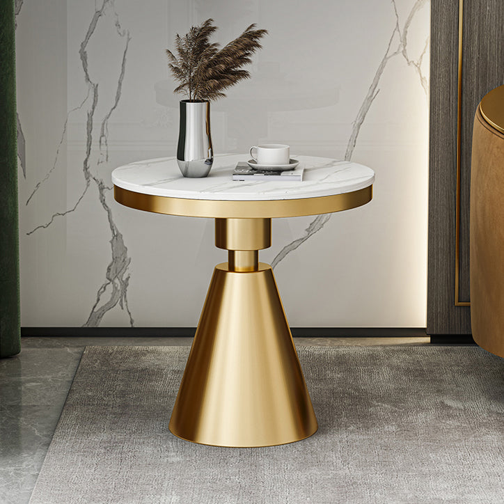 Mesa de comedor de piedra sinterizada de estilo moderno con base de pedestal