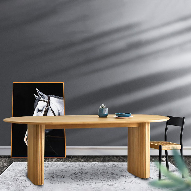 Zeitgenössischer Massivholz Tisch Oval Doppelpodest Haus Küchenmöbel