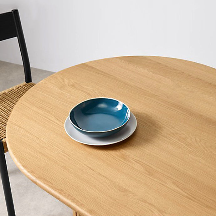 Zeitgenössischer Massivholz Tisch Oval Doppelpodest Haus Küchenmöbel