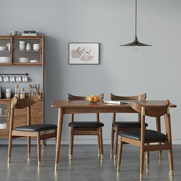 Contemporary Standard Brown Dining Table Solid Wood Rectangle Dining Table for Kitchen