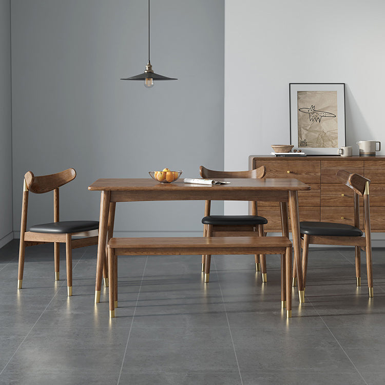 Contemporary Standard Brown Dining Table Solid Wood Rectangle Dining Table for Kitchen