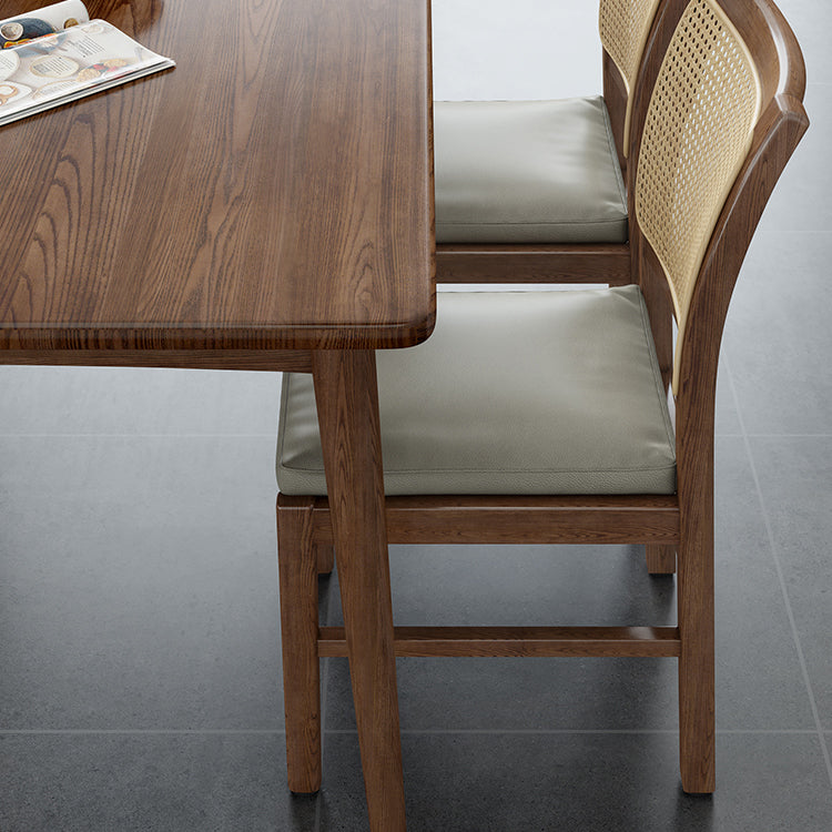 Contemporary Standard Brown Dining Table Solid Wood Rectangle Dining Table for Kitchen