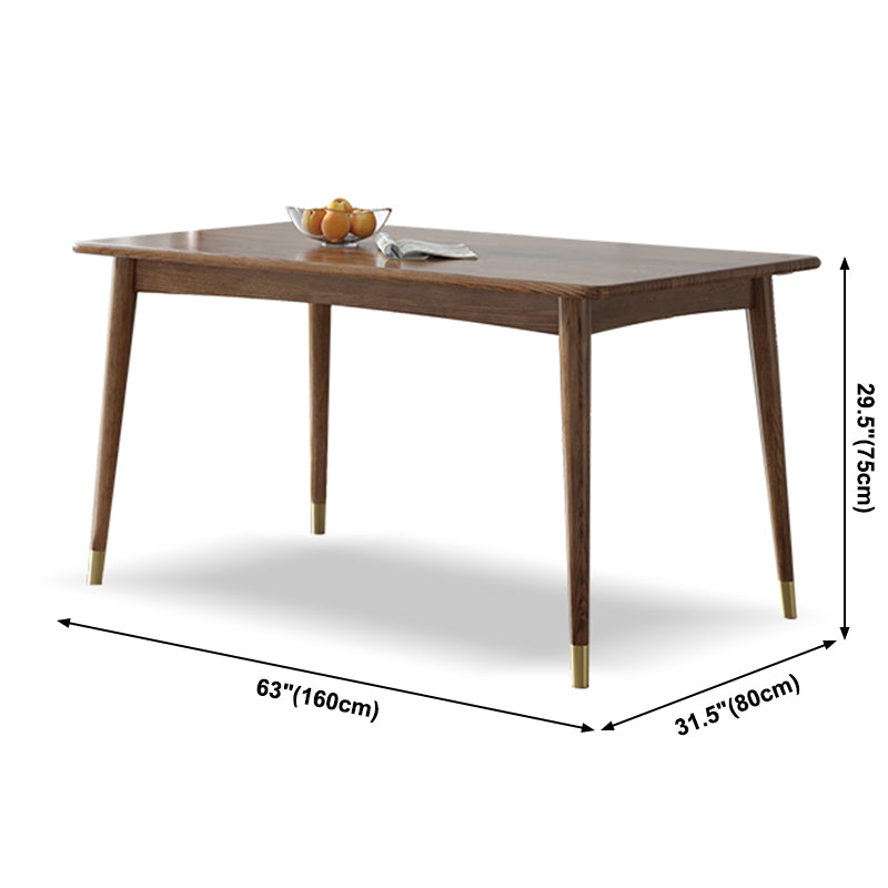 Contemporary Standard Brown Dining Table Solid Wood Rectangle Dining Table for Kitchen