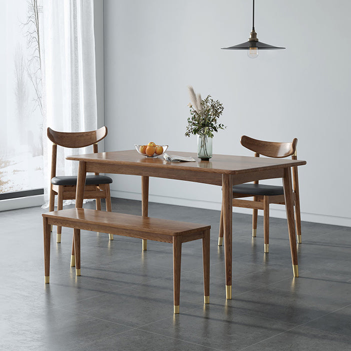 Contemporary Standard Brown Dining Table Solid Wood Rectangle Dining Table for Kitchen