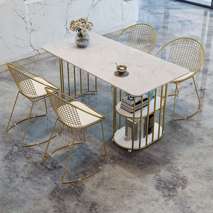 Mesa de comedor rectangular contemporáneo de metal Mesa de piedra sinterizada para cocina y comedor