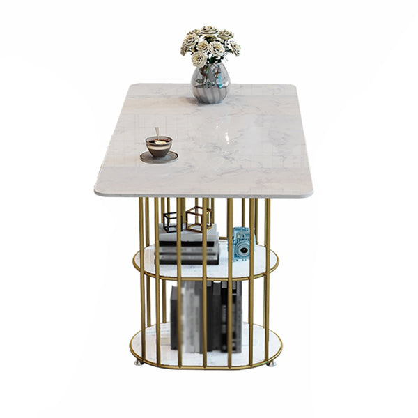 Mesa de comedor rectangular contemporáneo de metal Mesa de piedra sinterizada para cocina y comedor