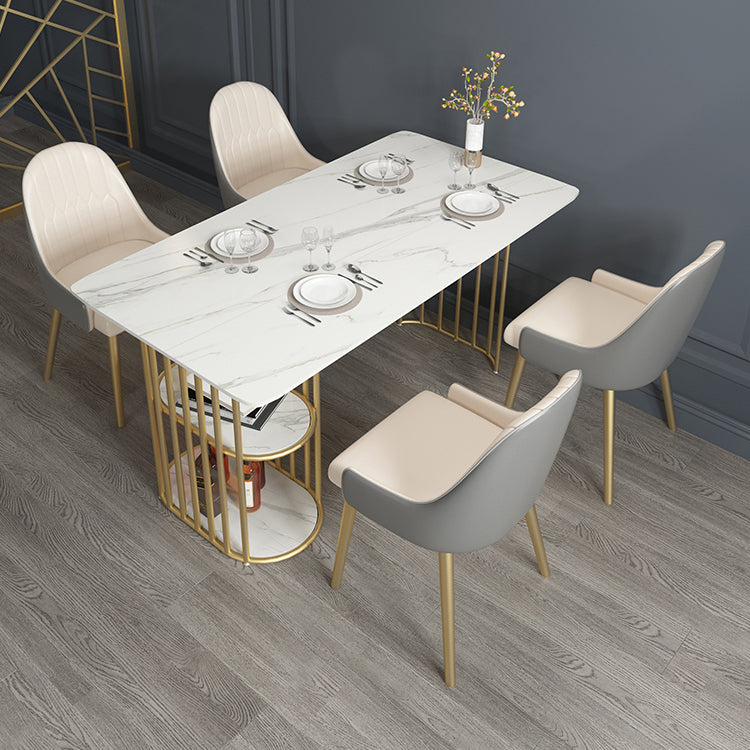 Mesa de comedor rectangular contemporáneo de metal Mesa de piedra sinterizada para cocina y comedor