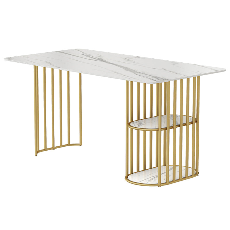 Mesa de comedor rectangular contemporáneo de metal Mesa de piedra sinterizada para cocina y comedor