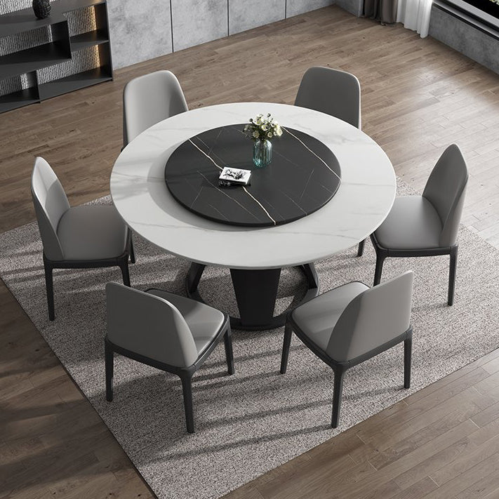 Modern Round Shape Kitchen Dining Table Sintered Stone Standard Dining Table with Pedestal Base