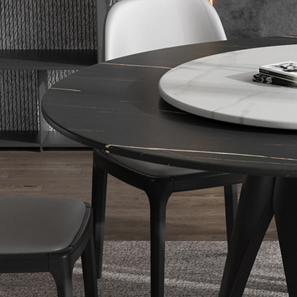 Modern Round Shape Kitchen Dining Table Sintered Stone Standard Dining Table with Pedestal Base