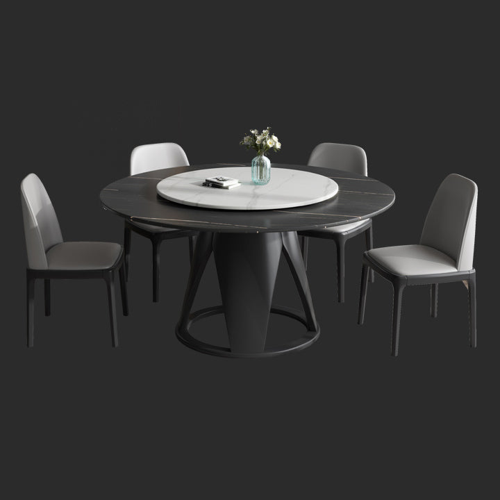 Modern Round Shape Kitchen Dining Table Sintered Stone Standard Dining Table with Pedestal Base
