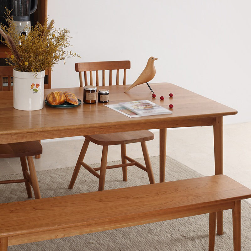 Rectangle Solid Wood Table Modern Dining Table with 4 Legs for Restaurant