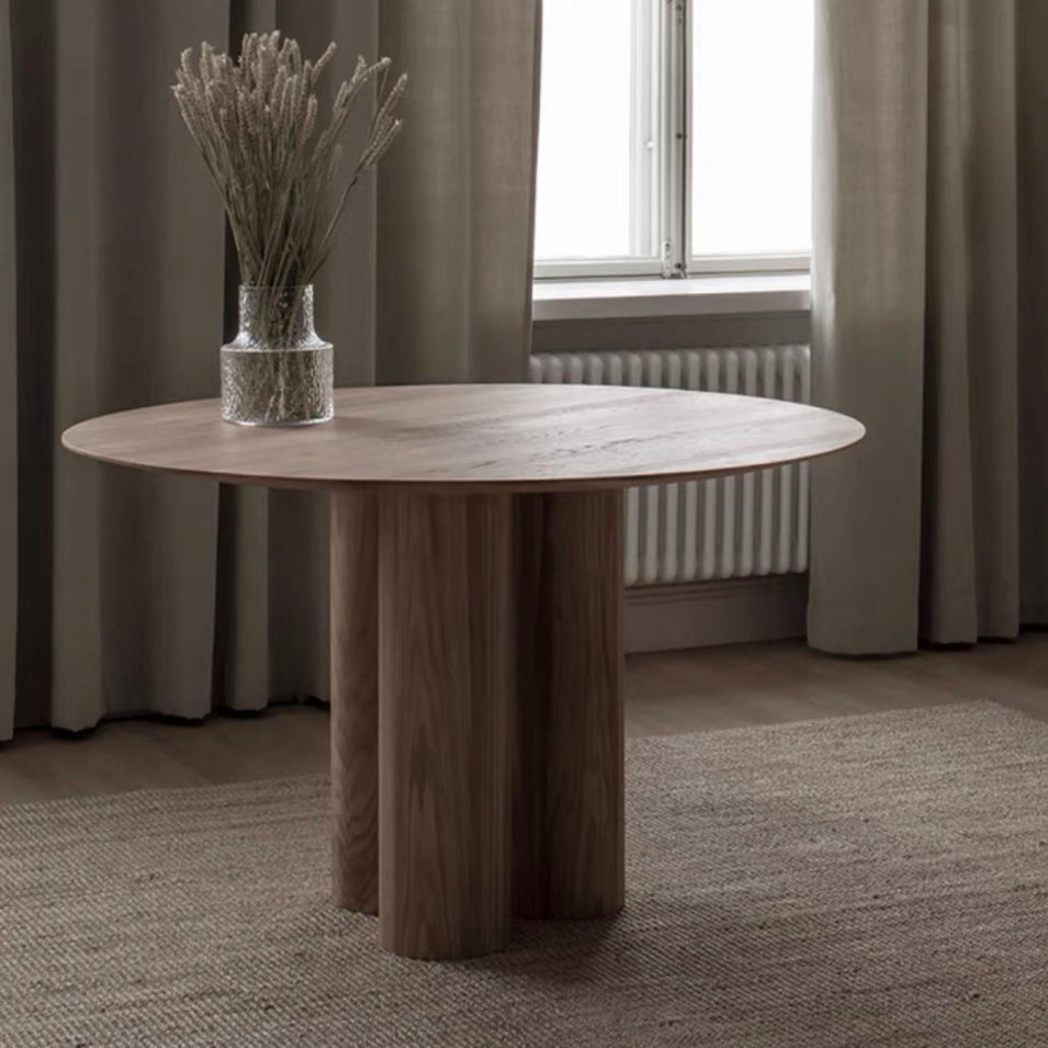 Runde Form zeitgenössischer Esstisch Holzfarbe fester Tisch aus massivem Holz