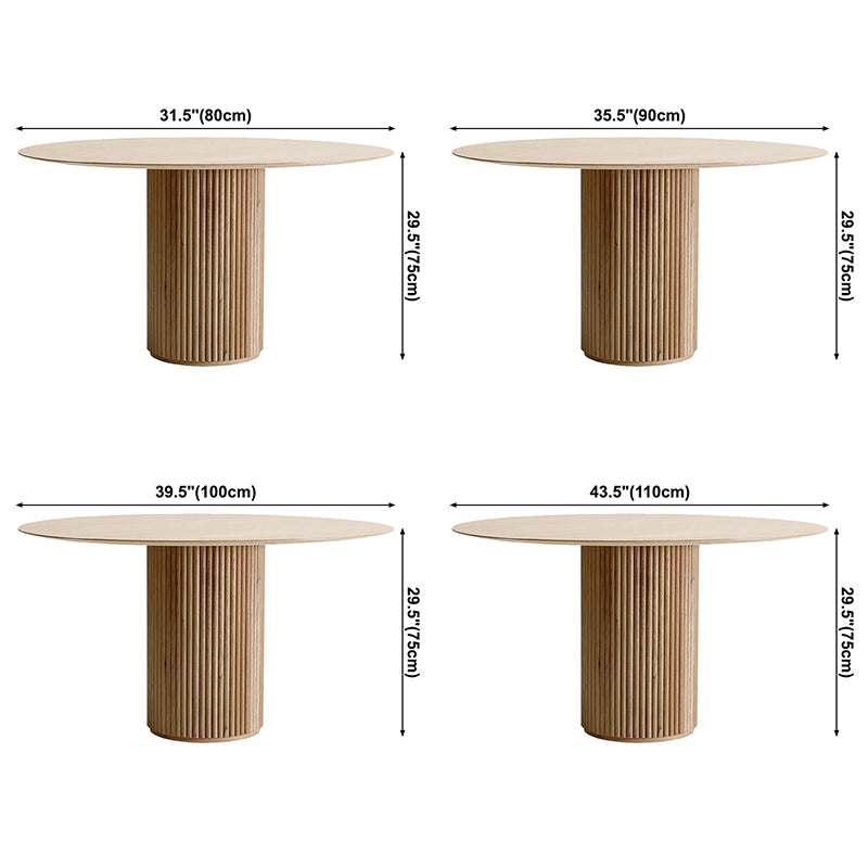 Zeitgenössischer runder Esstisch Kiefer Massivholz Tisch mit Sockelbasis