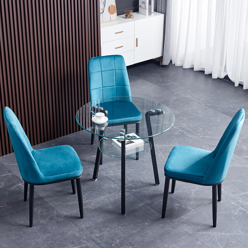 Round 3 Legs Modern Dining Table Transparent Fixed Table of Clear Glass