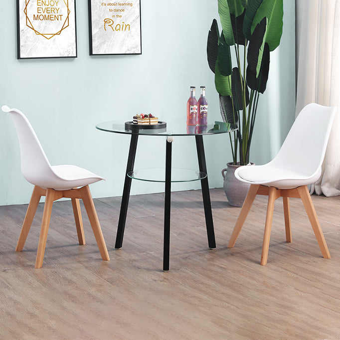 Round 3 Legs Modern Dining Table Transparent Fixed Table of Clear Glass