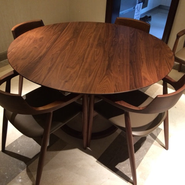Round Pedestal Table Stone Dining Room Home Furniture with Pine Solid Wood
