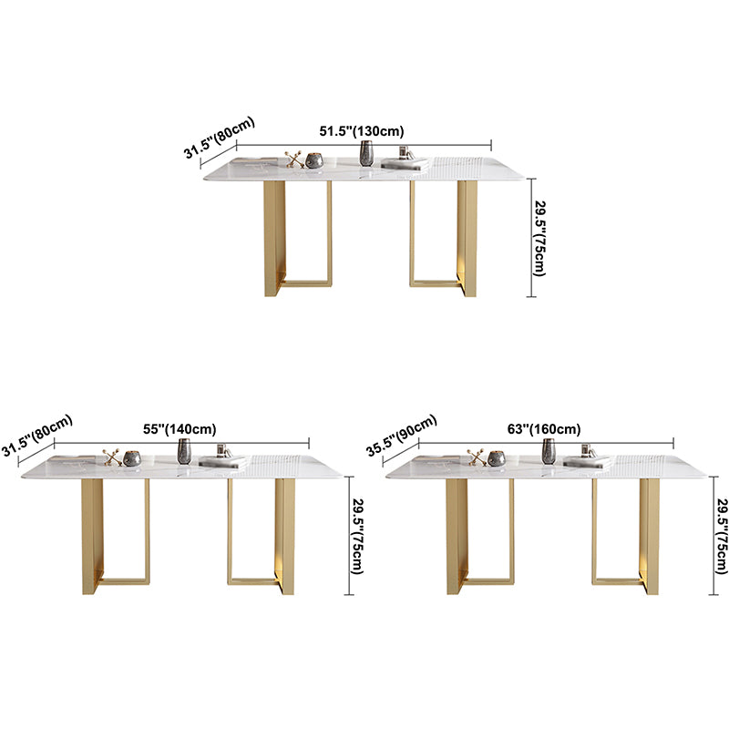 Mesa de comedor rectangular contemporánea de metal mesa de piedra sinterizada para comedor para comedor