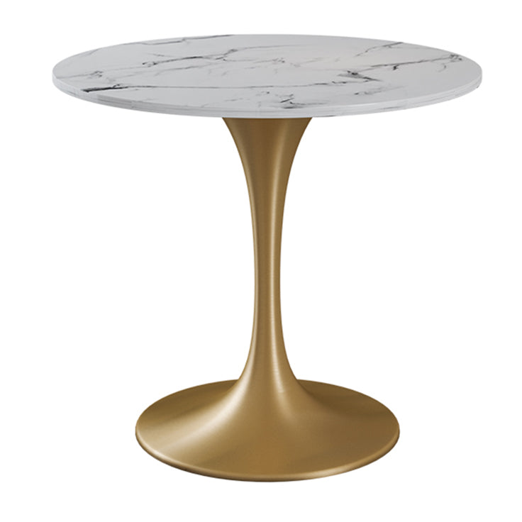 Sintered Stone Modern Style Dining Table White Round Table with Tulip Base