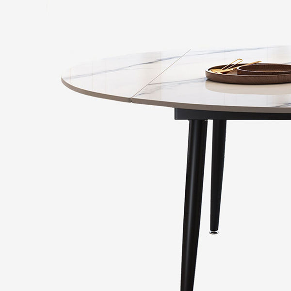 Moderne stijl gesinterde stenen eettafel witte ronde tafel met zwarte poten