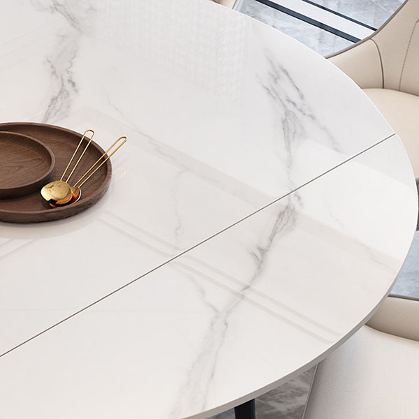 Moderne stijl gesinterde stenen eettafel witte ronde tafel met zwarte poten