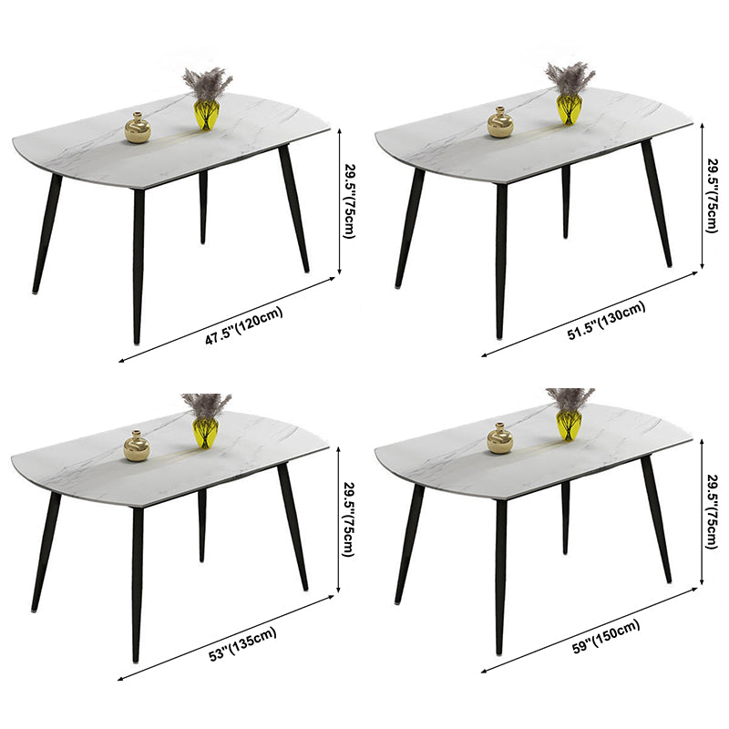 Moderne stijl gesinterde stenen eettafel witte ronde tafel met zwarte poten