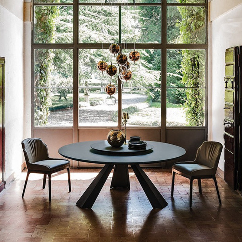 Contemporary Round Dining Table Pine Solid Wood Table with Pedestal Base for Dining Room