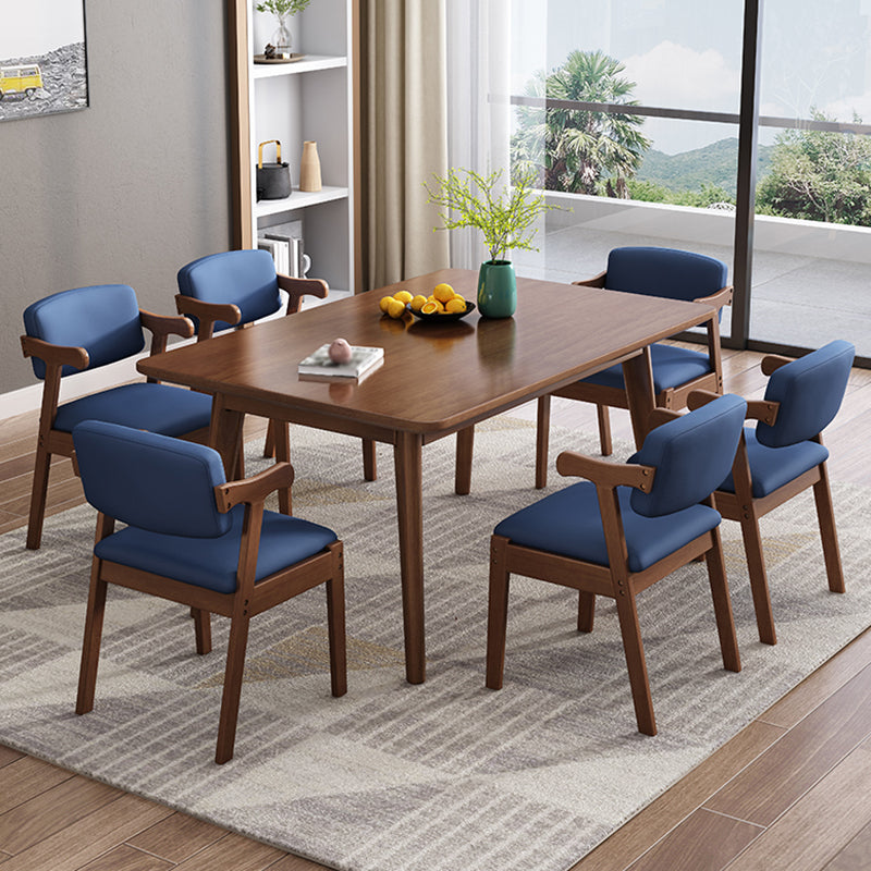 Mesa de comedor de 4 patas de madera de caucho, mesa rectangular de madera maciza de estilo moderno para el hogar
