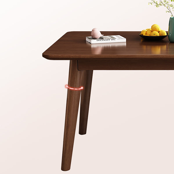Mesa de comedor de 4 patas de madera de caucho, mesa rectangular de madera maciza de estilo moderno para el hogar