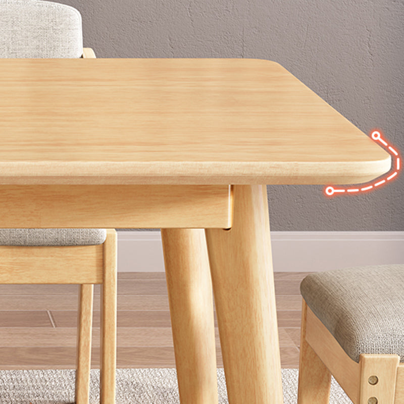 Mesa de comedor de 4 patas de madera de caucho, mesa rectangular de madera maciza de estilo moderno para el hogar