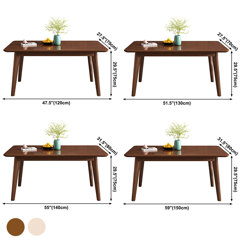 Mesa de comedor de 4 patas de madera de caucho, mesa rectangular de madera maciza de estilo moderno para el hogar