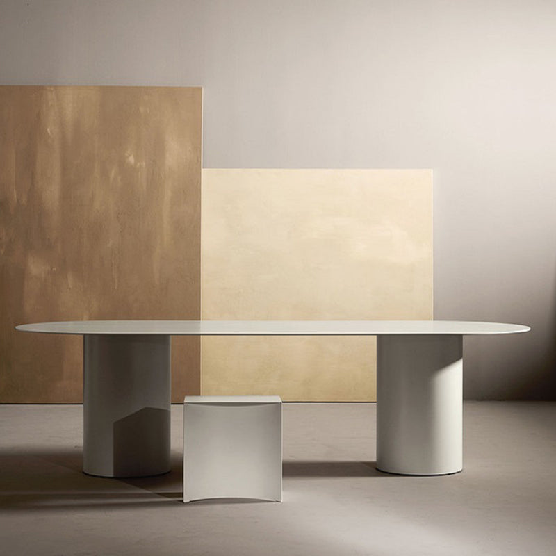 Solid Wood Contemporary Oval Dining Table Wood Top Table for Dining Room and Kitchen