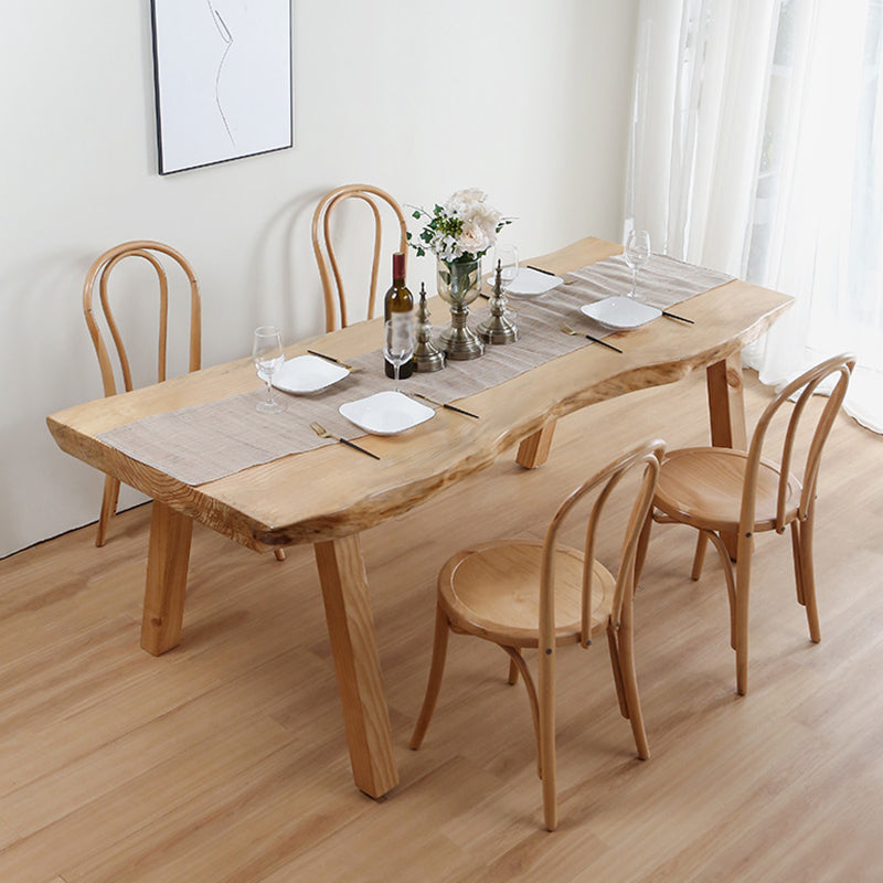 Mesa rectangular de madera maciza de pino, mesa de comedor minimalista con 4 patas para restaurante