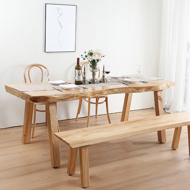 Mesa rectangular de madera maciza de pino, mesa de comedor minimalista con 4 patas para restaurante