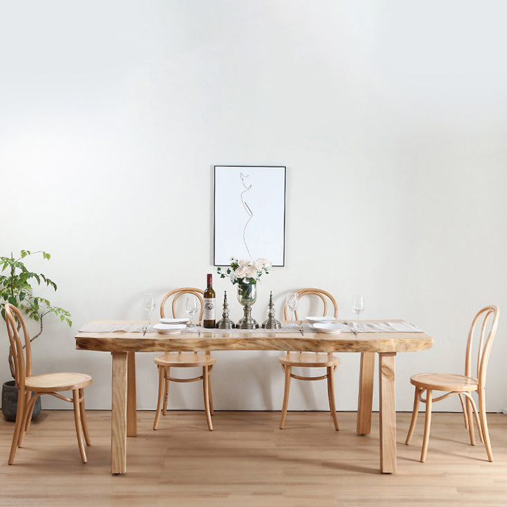 Mesa rectangular de madera maciza de pino, mesa de comedor minimalista con 4 patas para restaurante