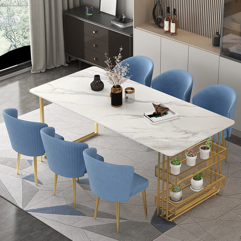 Metal Modern Rectangle Indoor Table Sintered Stone Table for Kitchen and Dining Room
