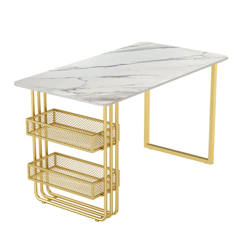 Metal Modern Rectangle Indoor Table Sintered Stone Table for Kitchen and Dining Room