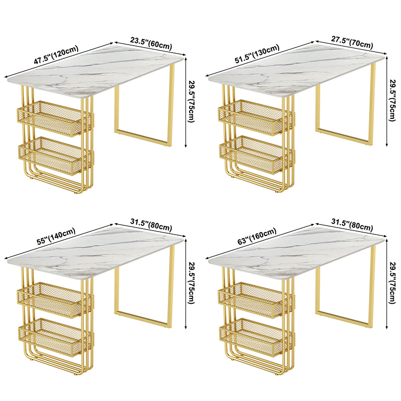 Metal Modern Rectangle Indoor Table Sintered Stone Table for Kitchen and Dining Room