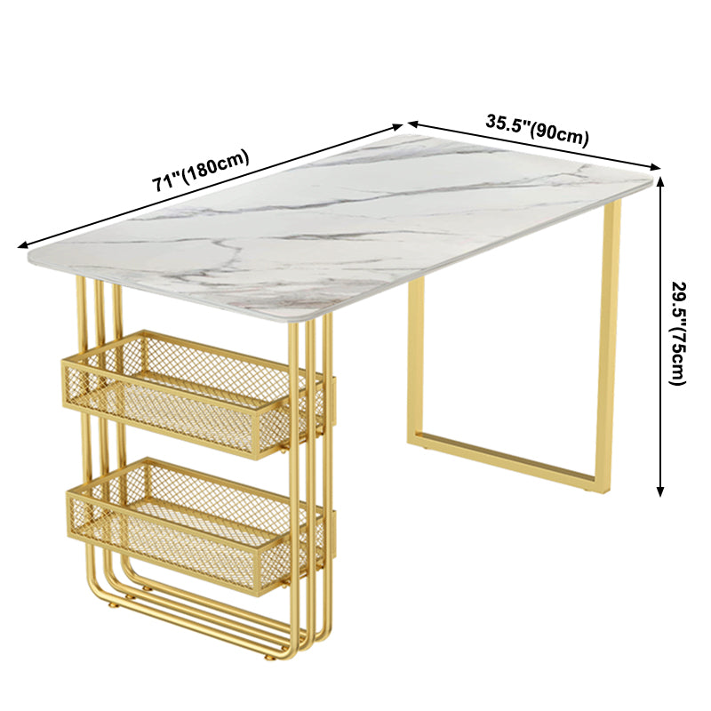Metal Modern Rectangle Indoor Table Sintered Stone Table for Kitchen and Dining Room