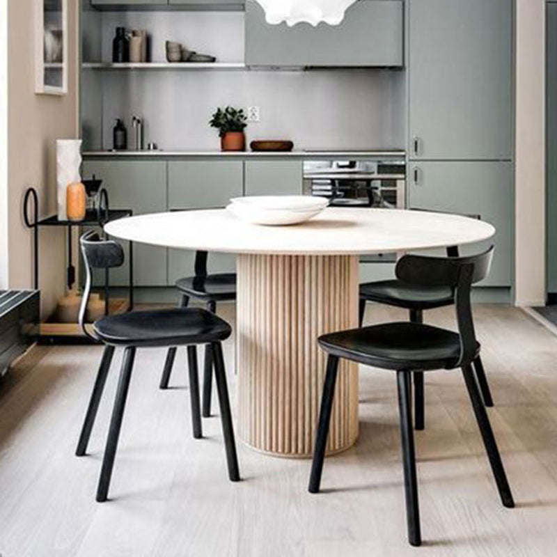 Eigentijdse ronde eettafel As vaste houten tafel met voetstukbasis voor eetkamer