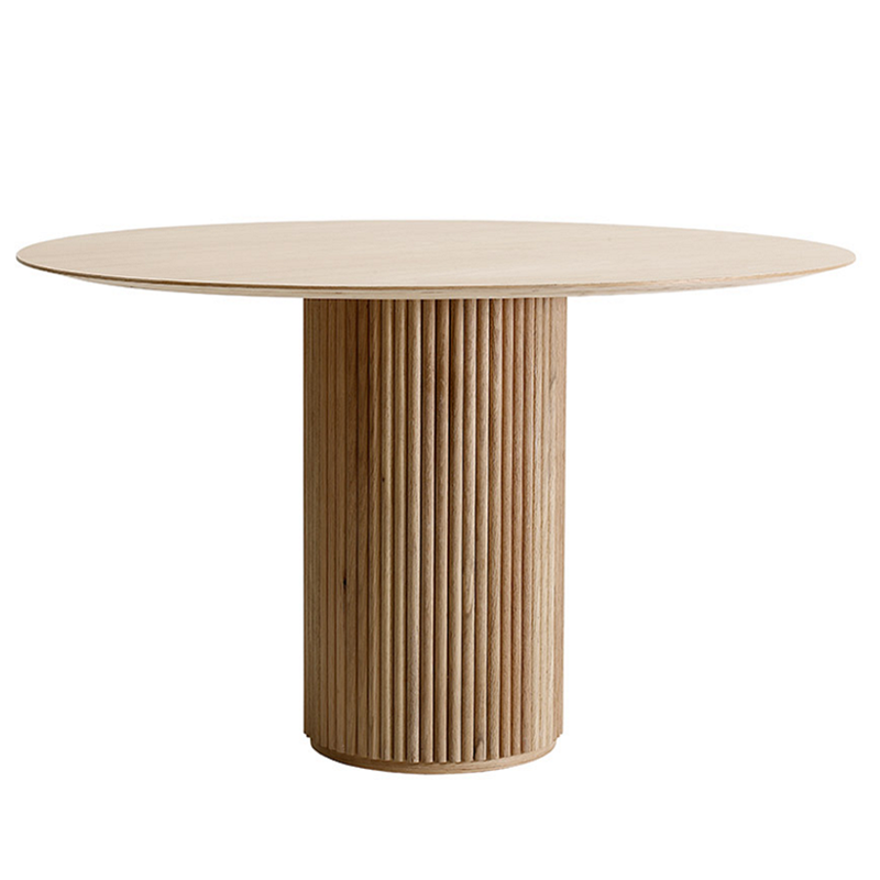 Eigentijdse ronde eettafel As vaste houten tafel met voetstukbasis voor eetkamer