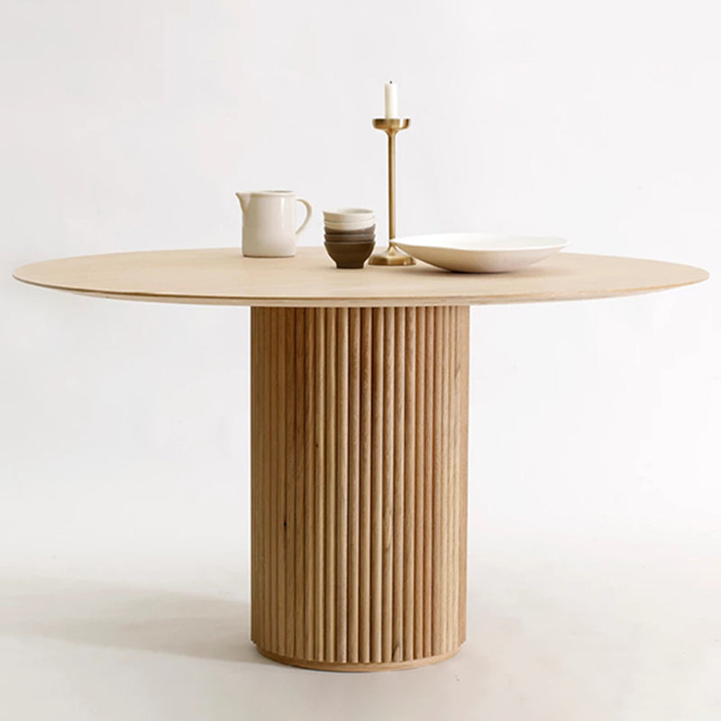 Eigentijdse ronde eettafel As vaste houten tafel met voetstukbasis voor eetkamer