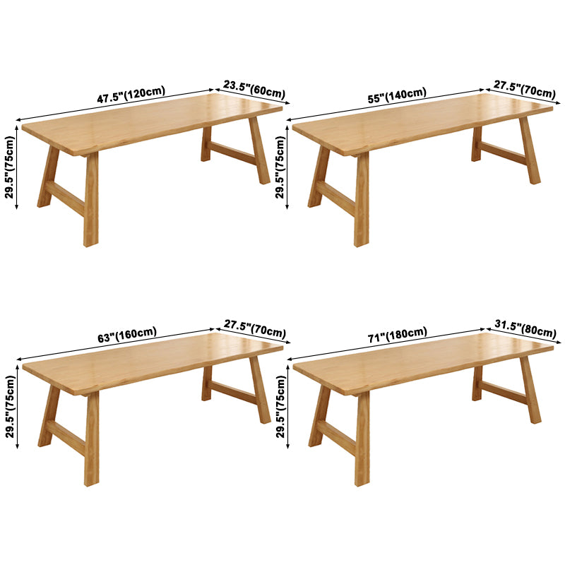 Rectangle Pine Solid Wood Table Modern Dining Table with Double Pedestal for Restaurant
