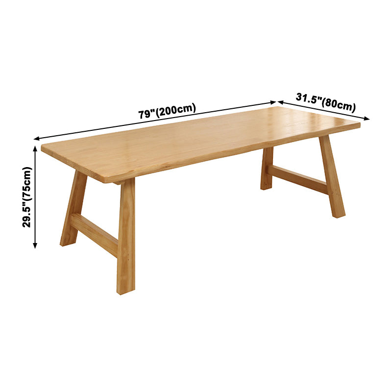 Rectangle Pine Solid Wood Table Modern Dining Table with Double Pedestal for Restaurant