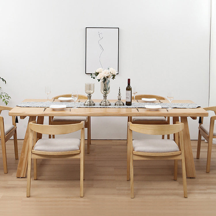 Rectangle Pine Solid Wood Table Modern Dining Table with Double Pedestal for Restaurant