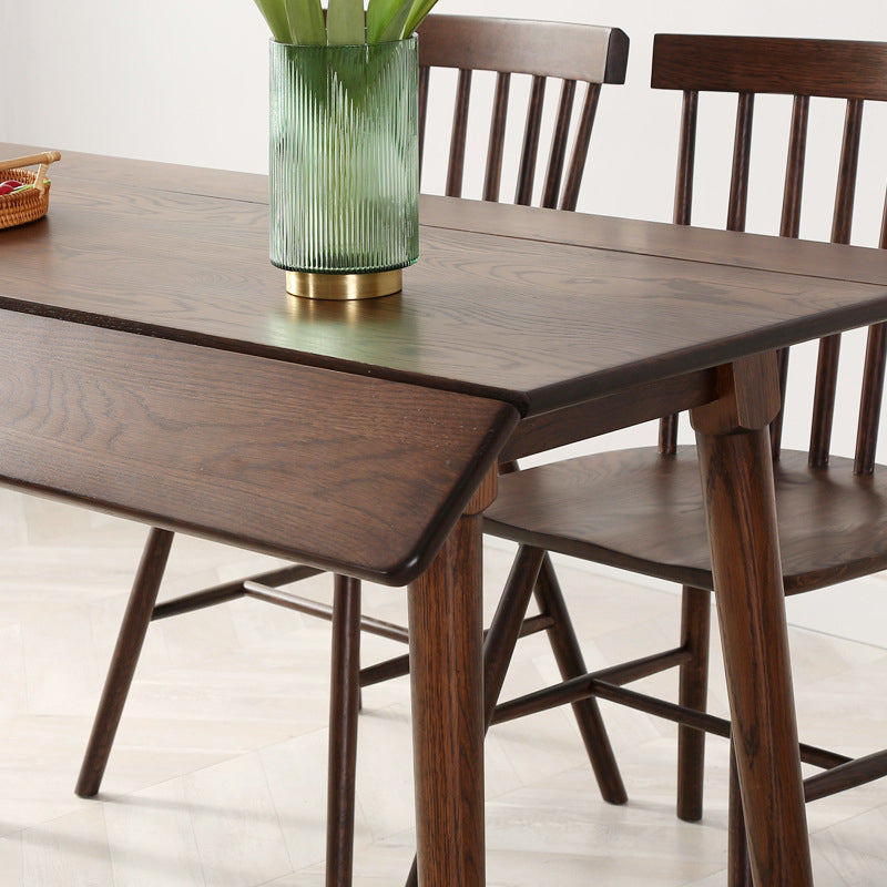 Rectangle White Oak Solid Wood Table Foldable Dining Table with 4 Legs for Restaurant