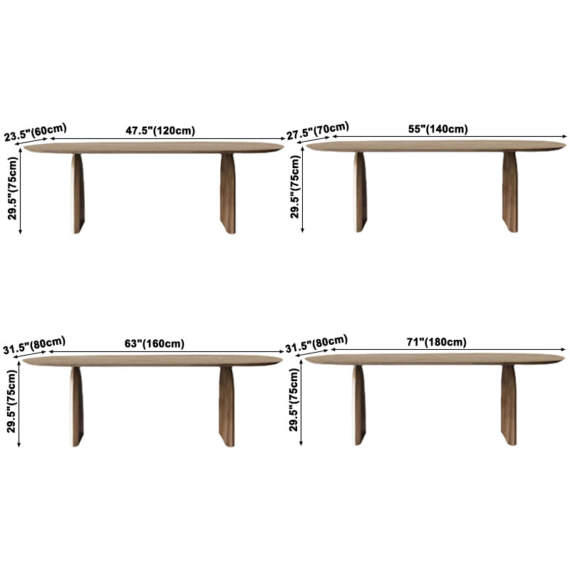 Eigentijdse stijl huis vaste houten ovale eettafel met dubbel voetstuk